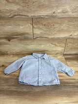 H&M Cotton Long Sleeve Button-Up Shirt Blue sz 18m