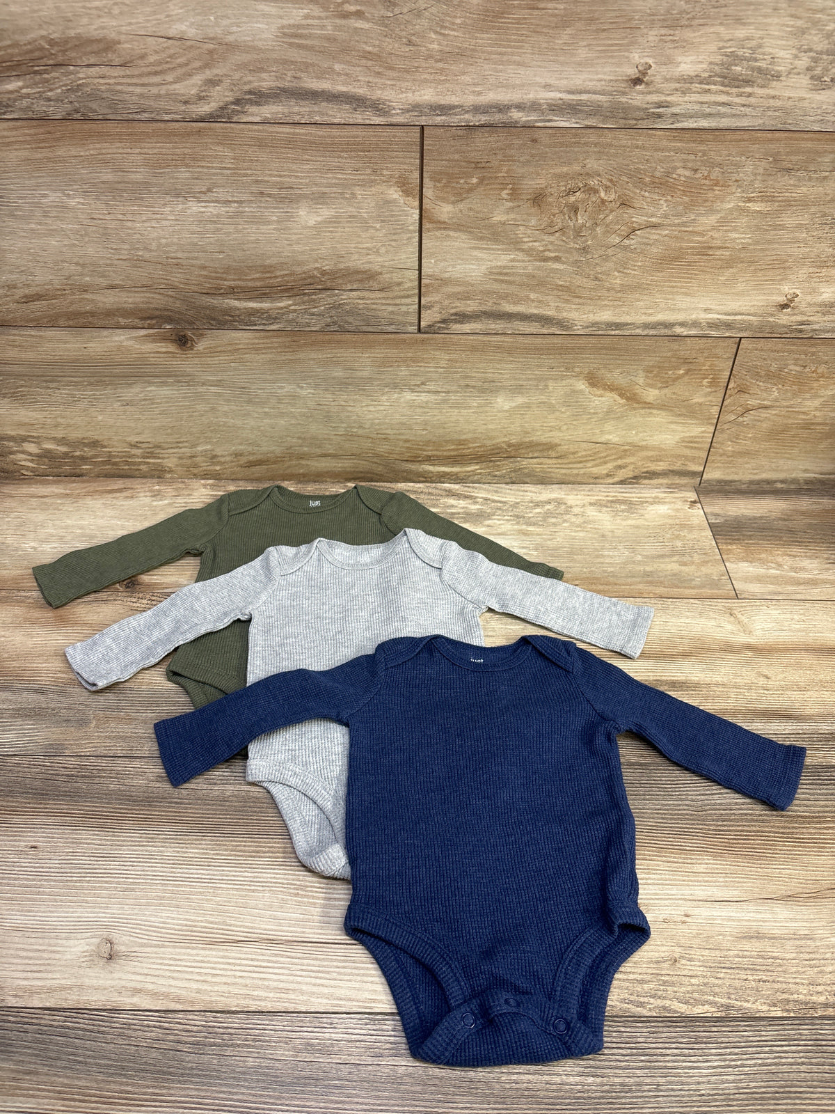 Just One You 3pk Waffle Knit Bodysuit Set Blue sz 6m