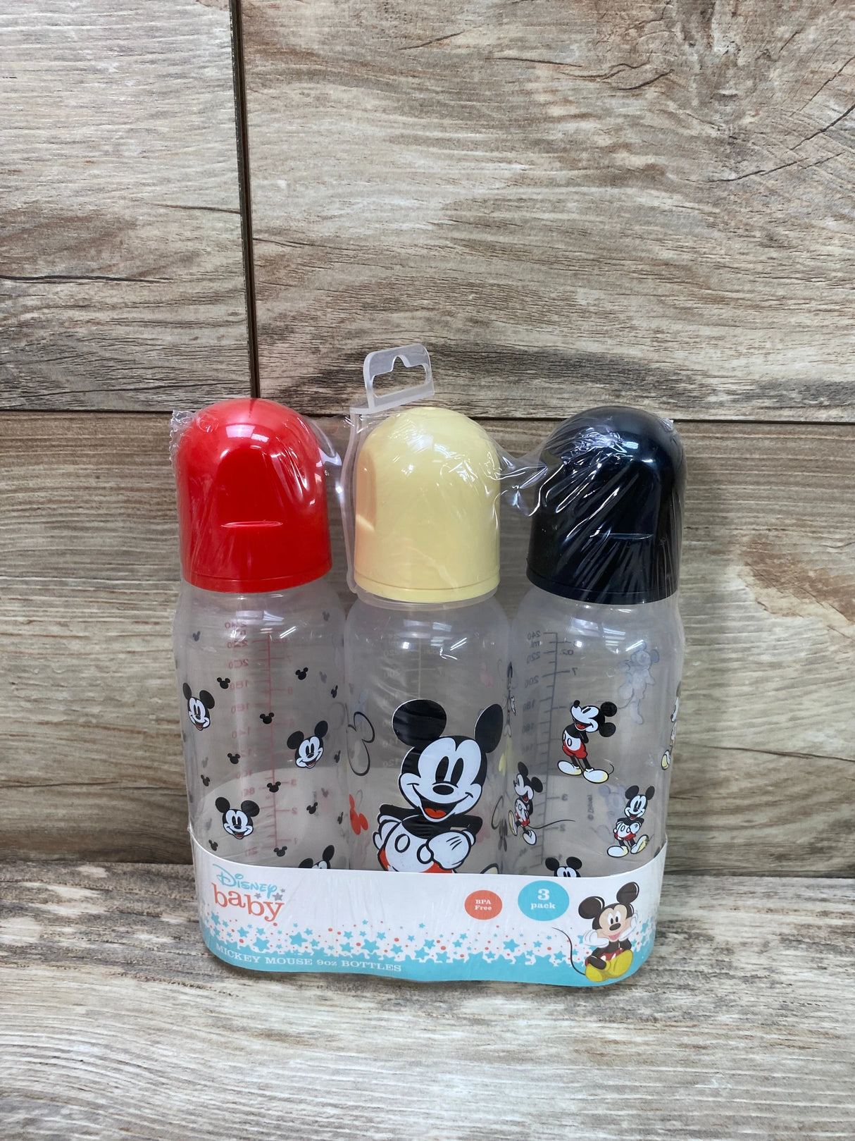 NEW Disney Baby 3Pk Mickey Mouse 9oz Bottles Red Many Mickeys