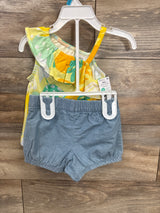 NEW Carter's 2pc Off The Shoulder Top & Chambray Shorts Set Yellow sz 24m