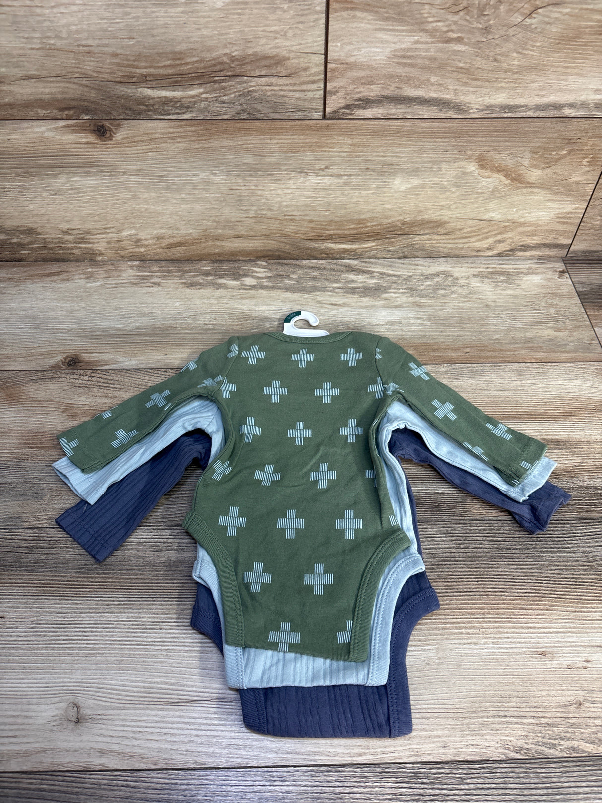 NEW Cloud Island 3pk Long Sleeve Bodysuits Blue sz 0-3m