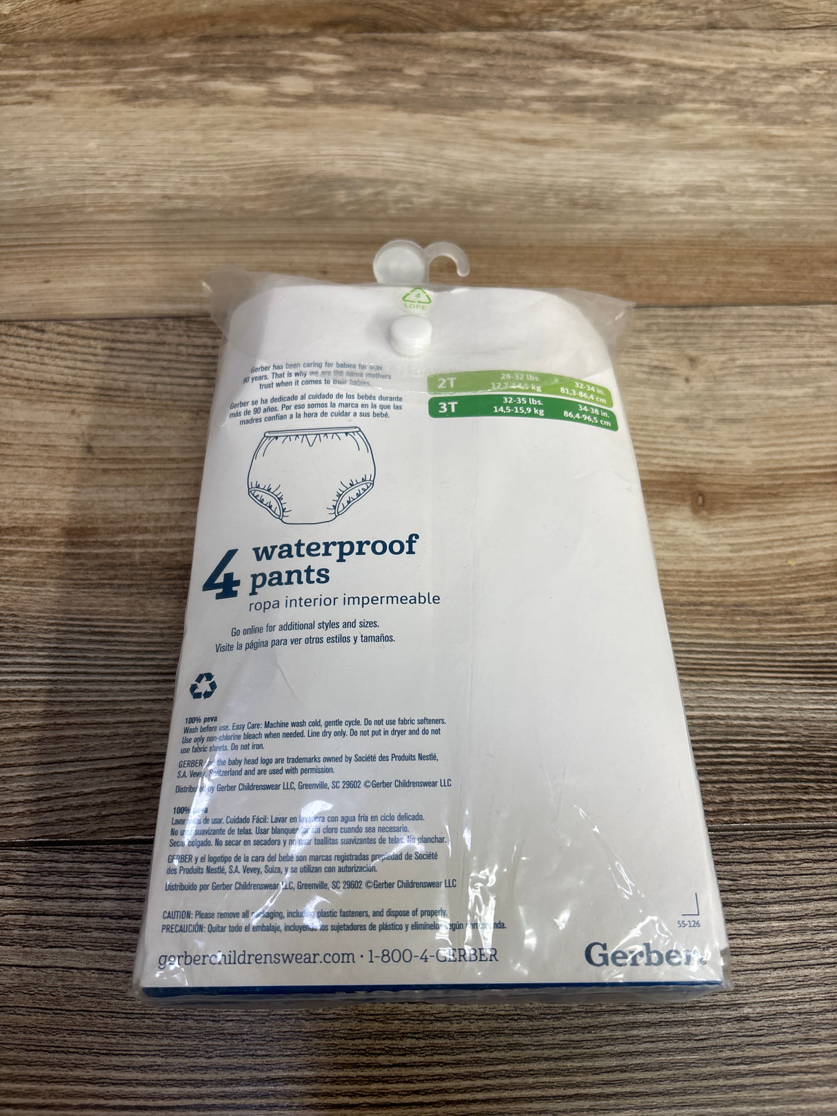 NEW Gerber Waterproof Training Pants White 4pk sz 3T