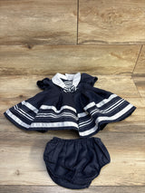 Rare Editions 2pc Sailor Dress & Bloomers Navy sz 6-9m