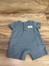 Child Of Mine Waffle Knit Henley Shortie Romper Blue sz 0-3m