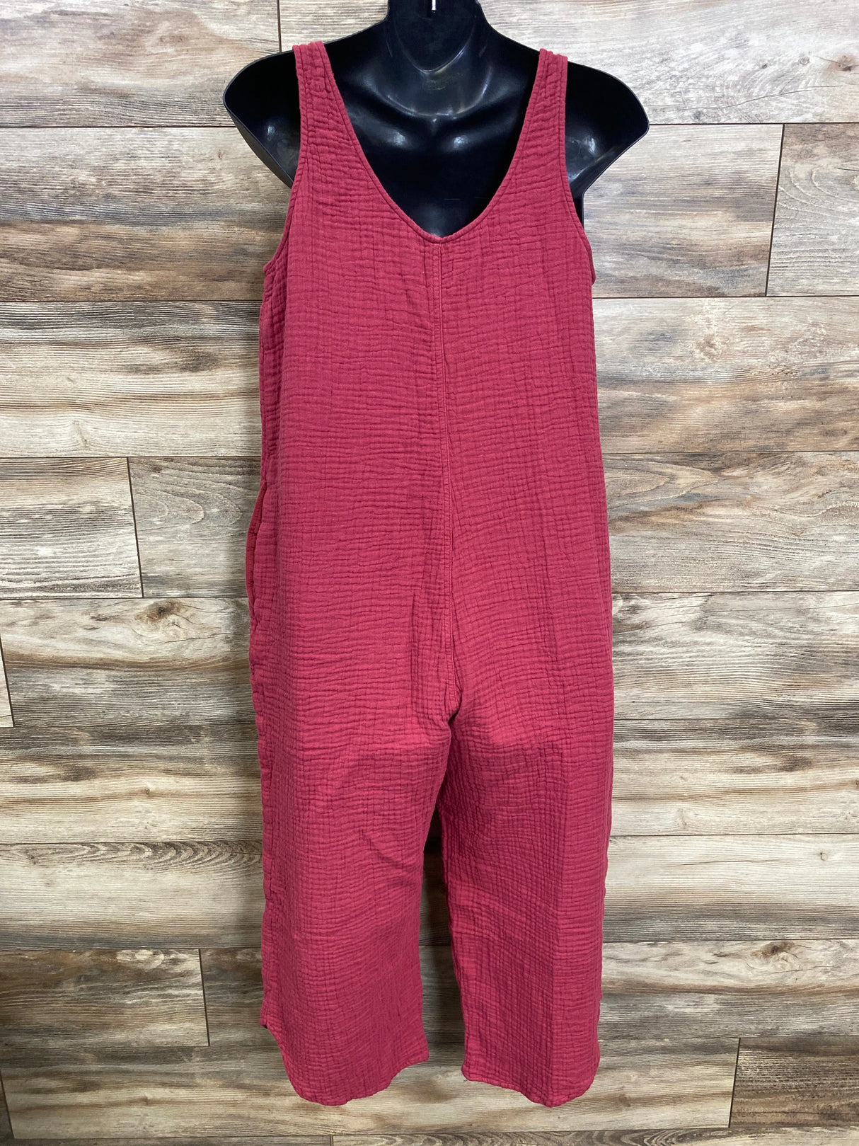 Isabel Maternity Gauze Maternity Jumpsuit Light Red sz Large