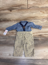 NEW Just One You 3pc Suspenders & Anchor Print Shorts Set Blue sz 3m