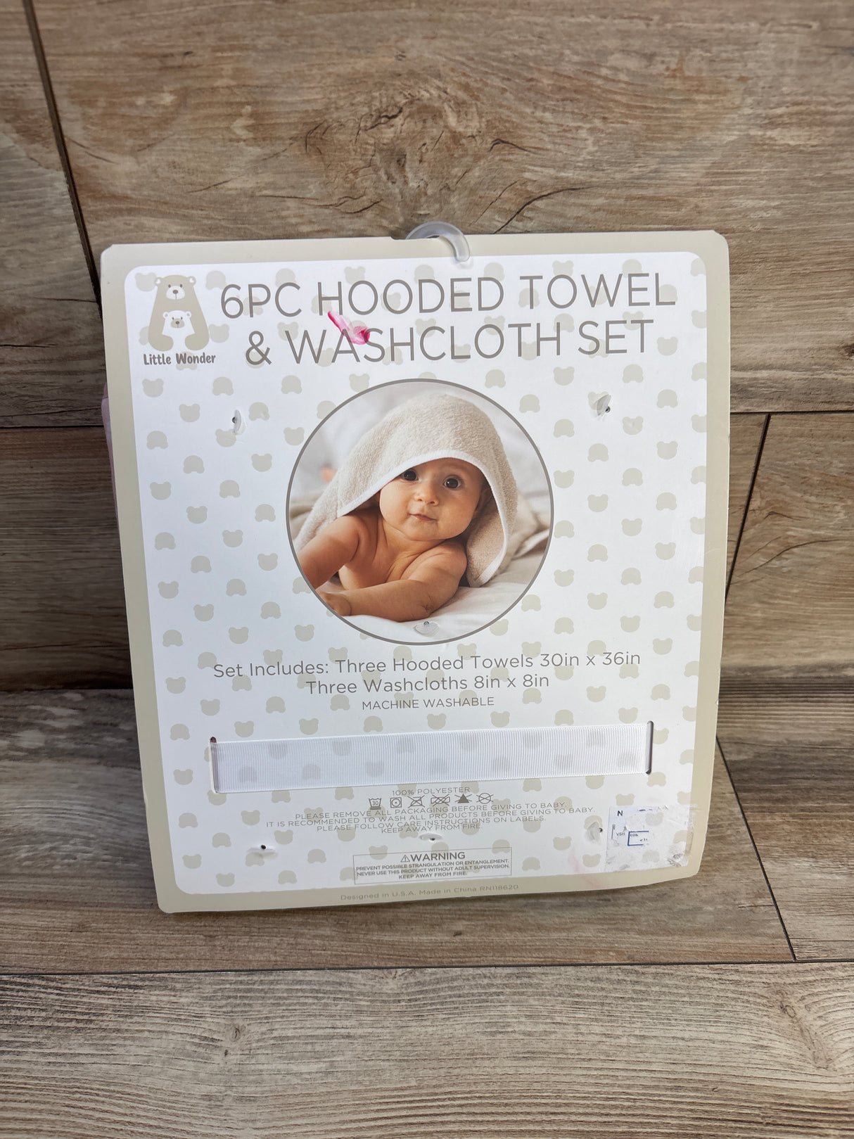 NEW Little Wonder 6pc Hooded Towel & Washcloth Set - Pink