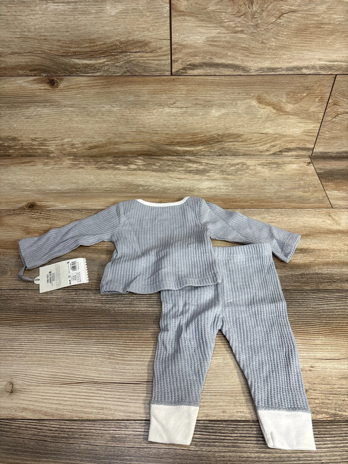 NEW Cloud Island 2pc Waffle Print Shirt & Pants Set Grey sz Newborn