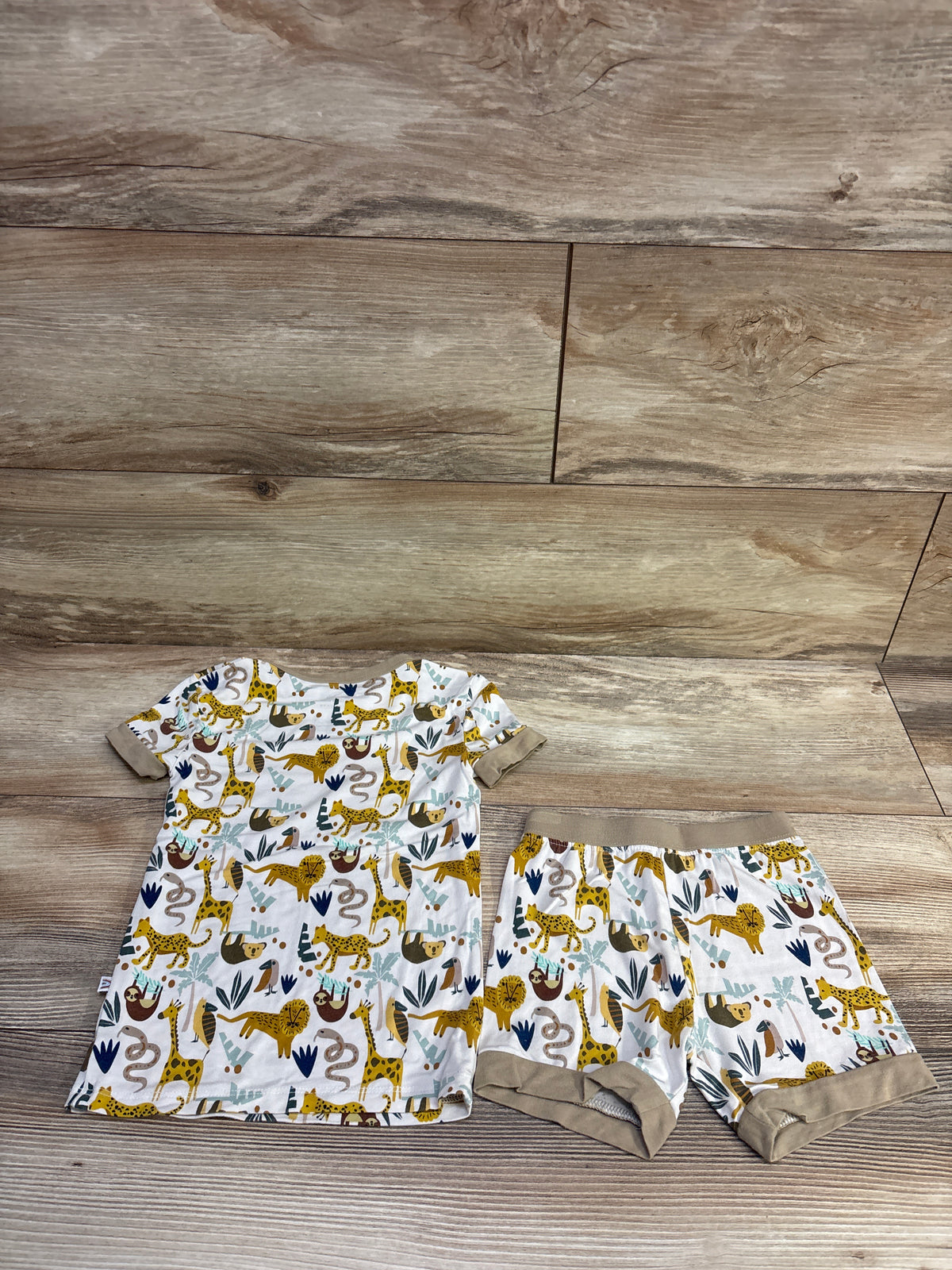 Emerson & Friends 2pc Jungle Friends Bamboo Pajama Set White sz 2T