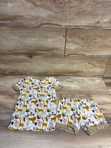 Emerson & Friends 2pc Jungle Friends Bamboo Pajama Set White sz 2T