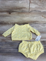 NEW Cat & Jack 2pc Polka Dot Sweatshirt & Bottoms Yellow sz 0-3m