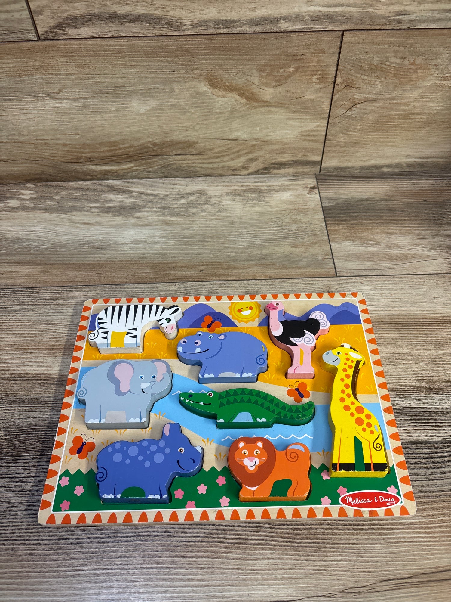 Melissa & Doug Wooden Chunky Puzzle - Safari Animals 8pc