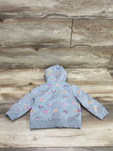 Cat & Jack Rainbow Print Full Zip Hoodie Grey sz 12m