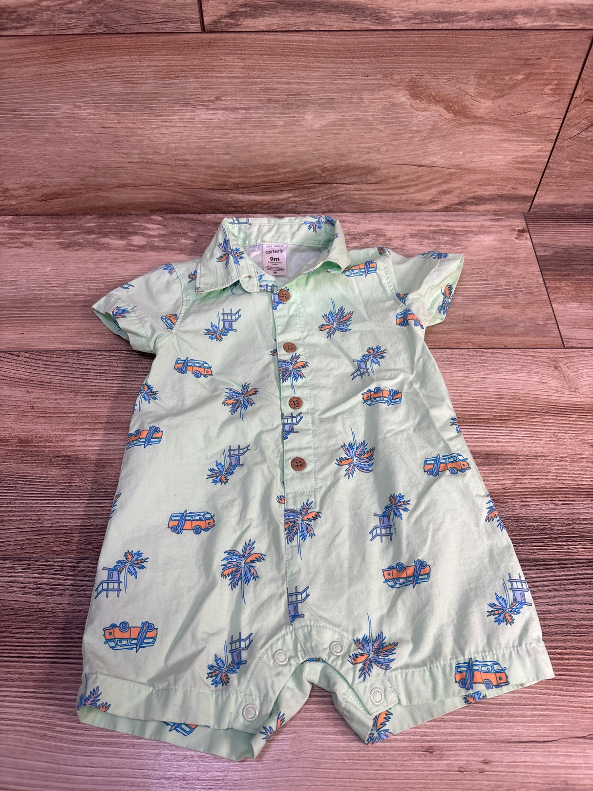 Carter's Polo Shortie Romper Green sz 9m