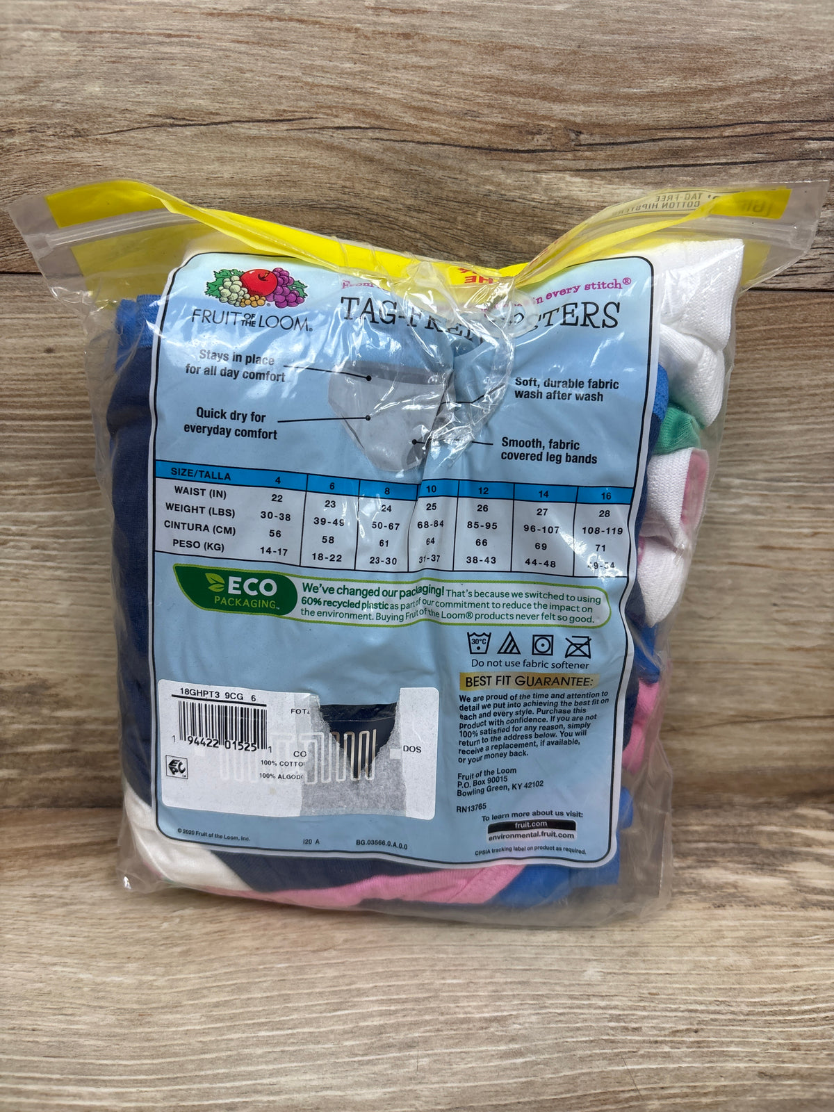 NEW Fruit of the Loom 18pk Girls' Hipsters Size 6