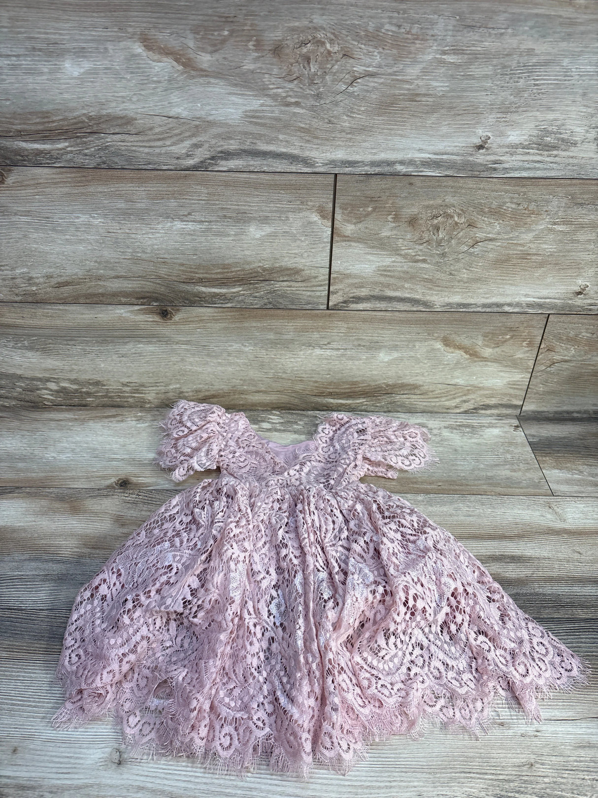 Sisidolls Peony Flower Lace Dress Blush sz 18-24m
