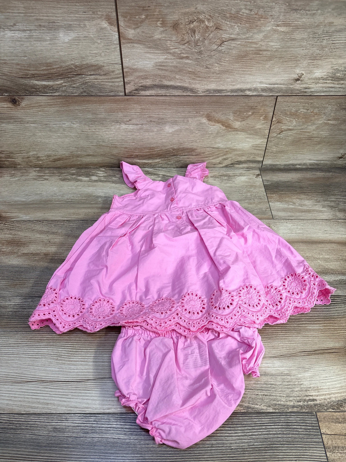 Paris Hilton 2pc Eyelet Dress & Bloomers Set Pink sz 18m