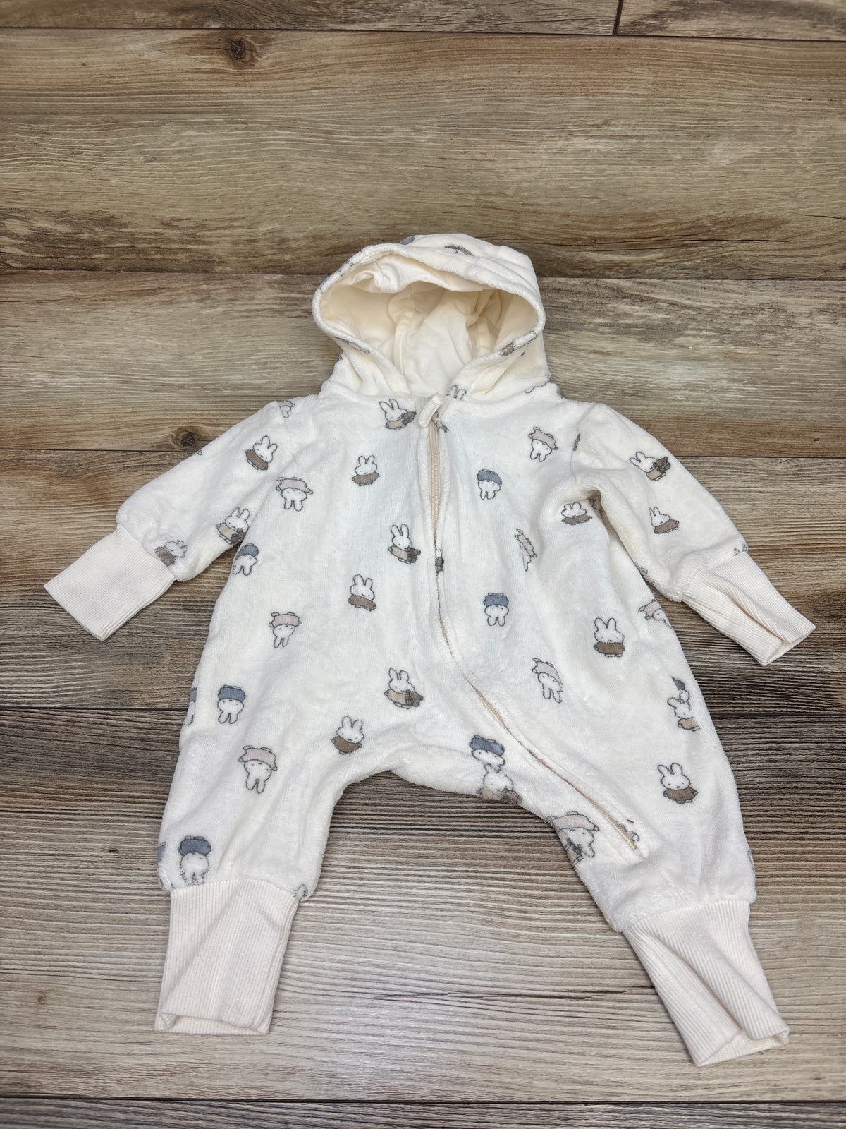 H&M Hooded Terry Cloth Coverall Cream sz 3m