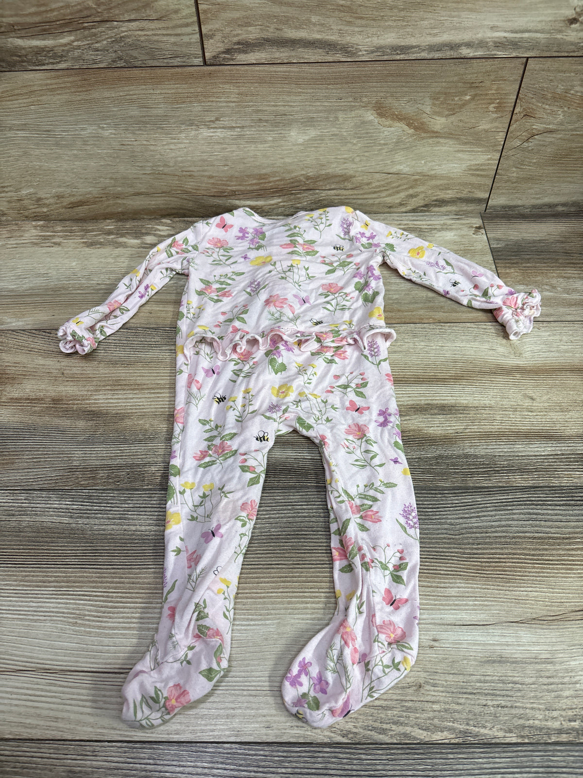 Little Me Bamboo Ruffle Sleeper Pink sz 9m