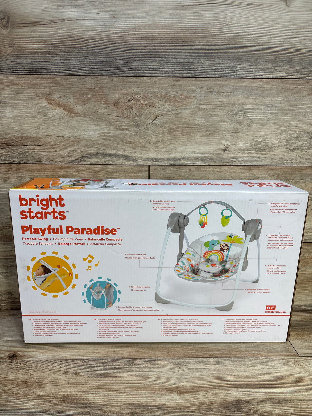 NEW Bright Starts Playful Paradise Portable Compact Baby Swing