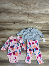 NEW Just One You 3pc Dress Coat & Bodysuit Set Grey sz 9m