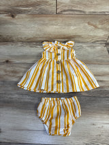 Little Lass 2pc Striped Button-Front Dress & Bloomers Set Yellow sz 0-3m
