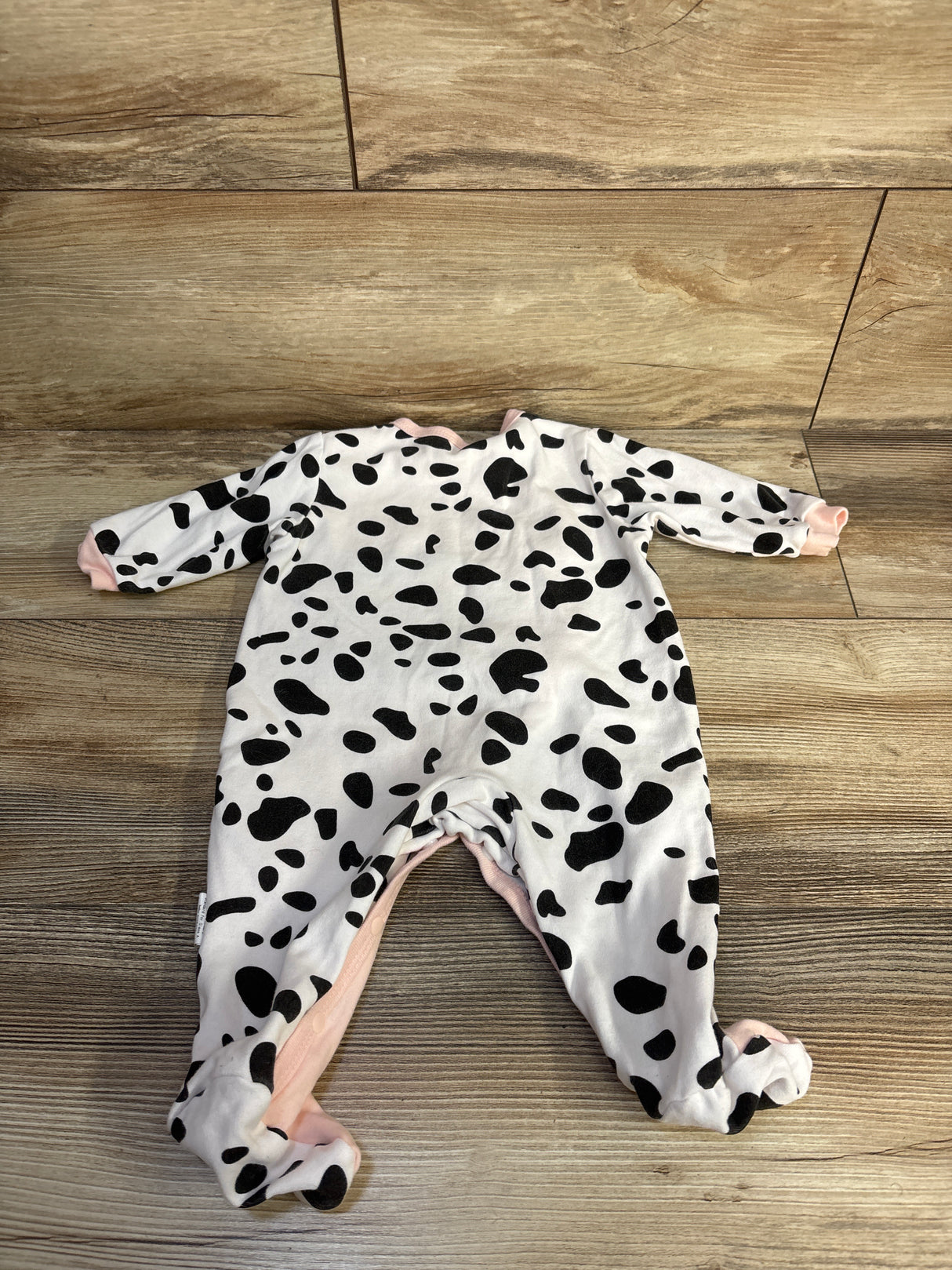 Embroidered Cow Footed Snap Jumpsuit Pink sz 3-6m