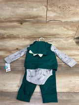 NEW 3pc Dinosaur Quilted Jacket & Bodysuit Set Grey sz 12m