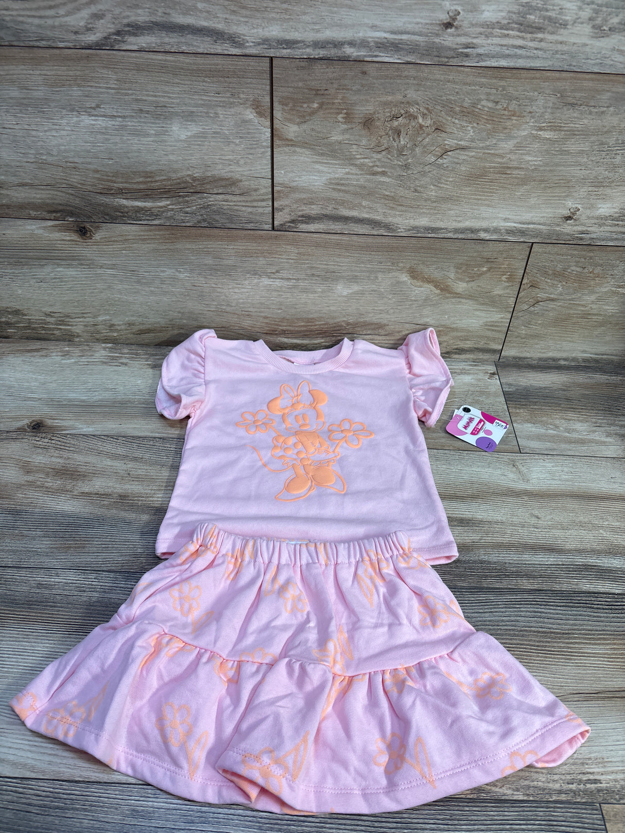 NEW Disney Junior 2pc Minnie Mouse Shirt & Skort Set Pink sz 3T