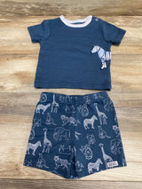 Badgley Mischka 2pc Zebra Shirt & Shorts Blue sz 9-12m