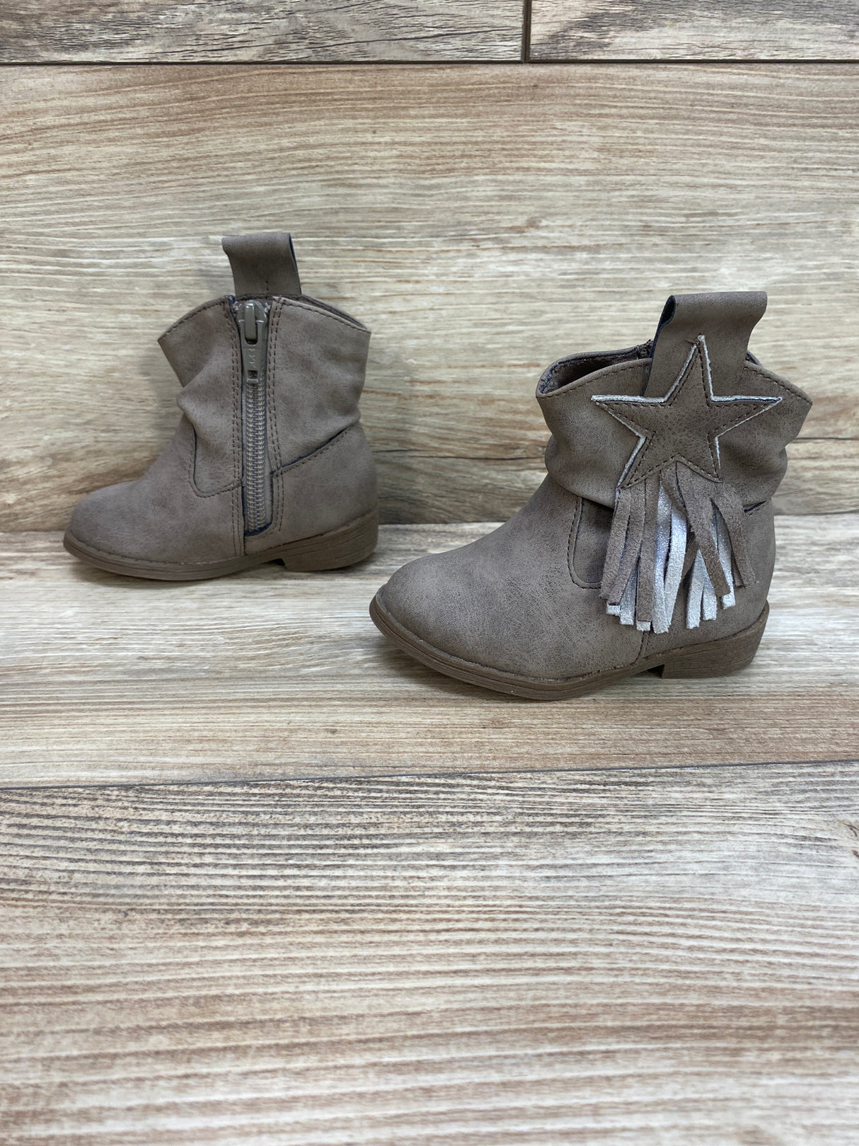 Wonder Nation Cowboy Boots With Fringe Taupe Sz 3c