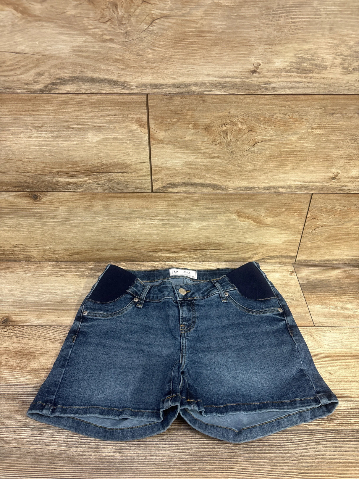 NEW Gap Maternity 4" Inset Panel Denim Shorts Dark Wash Blue sz 27/4 Small
