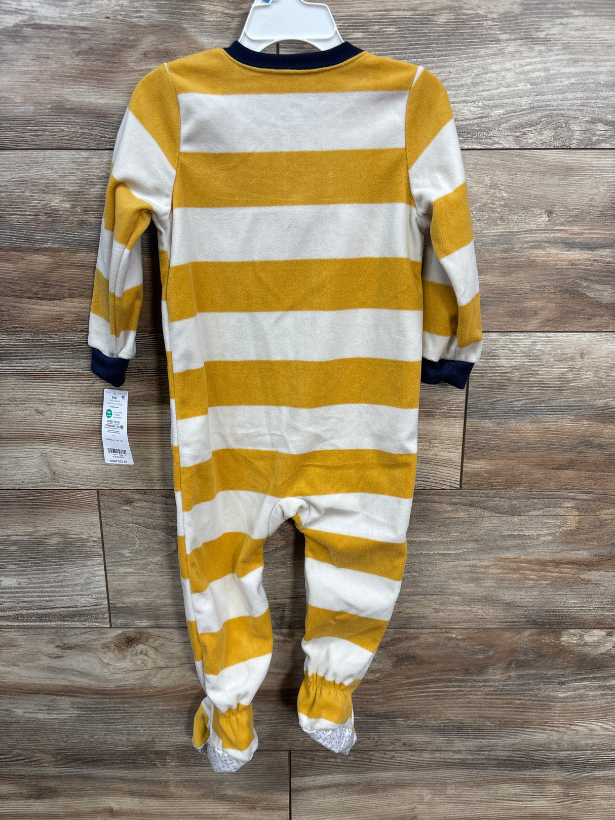 NEW Carter's Striped Bear Fishing Blanket Sleeper Yellow sz 24m
