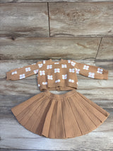 Happily Grey 2pc Floral Knit Cardigan & Skirt Set Brown sz 12m