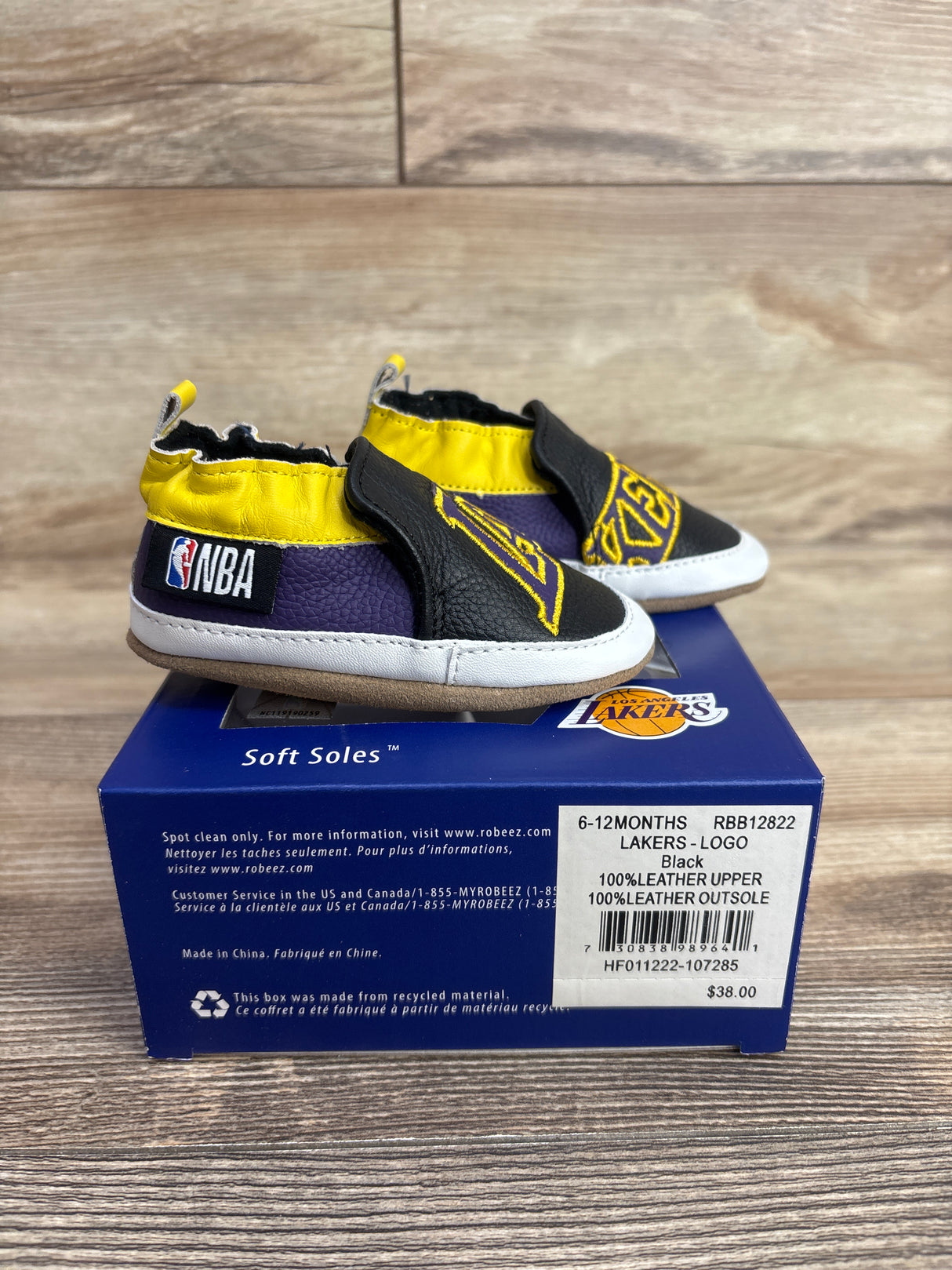 NEW Robeez NBA Lakers Soft Sole Shoes Black sz 3/4c