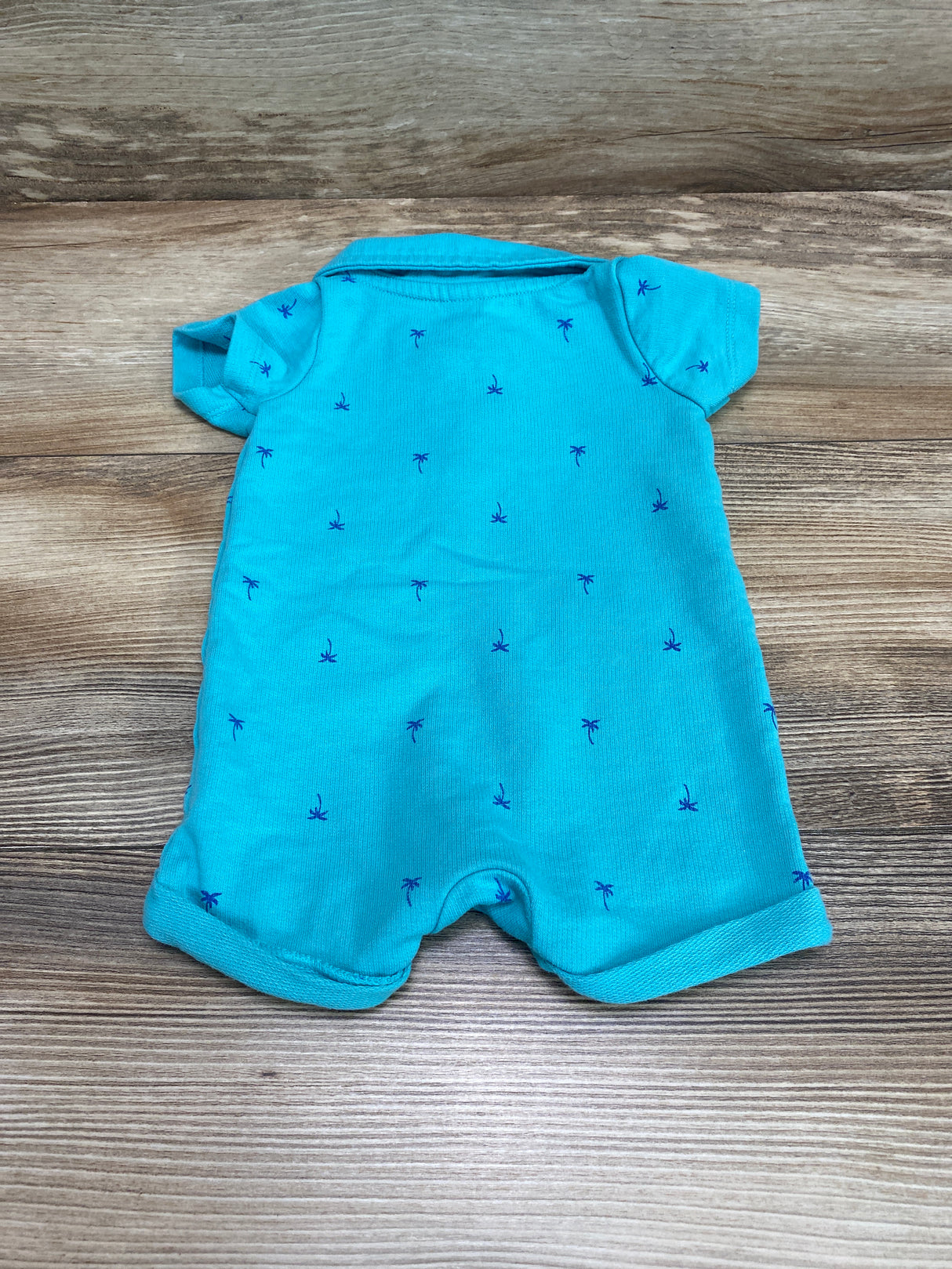 Cat & Jack Palm Tree Print Shortie Romper Blue sz 0-3m