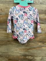 NEW Disney Baby Minnie & Daisy Long Sleeve One Piece Rash Guard Pink sz 9m