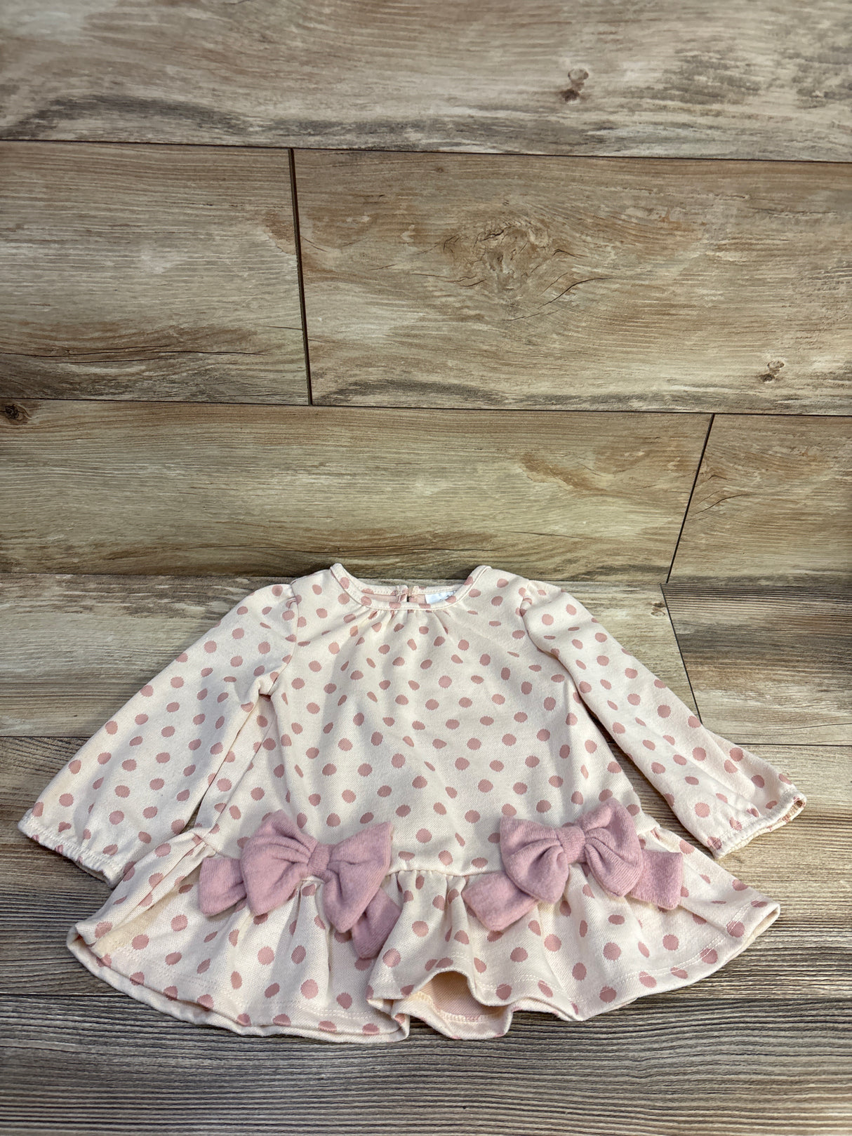 Rare Editions Polka Dot Sweatshirt Dress Beige sz 24m