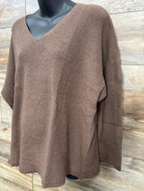 NWOT Gap Maternity V-Neck Sweater in Cozy Brown sz Medium