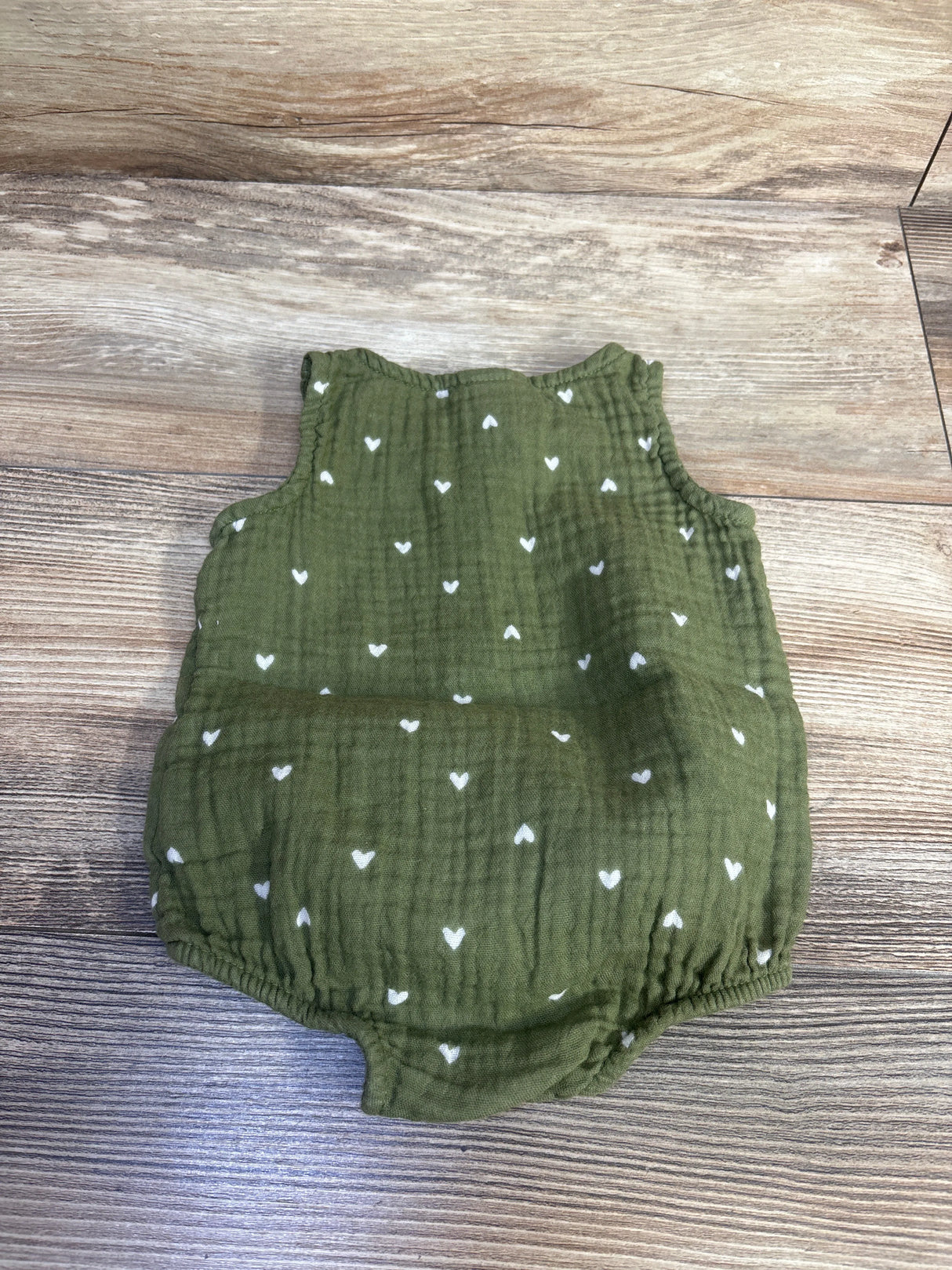 Cat & Jack Gauze Heart Print Bubble Romper Green sz 0-3m