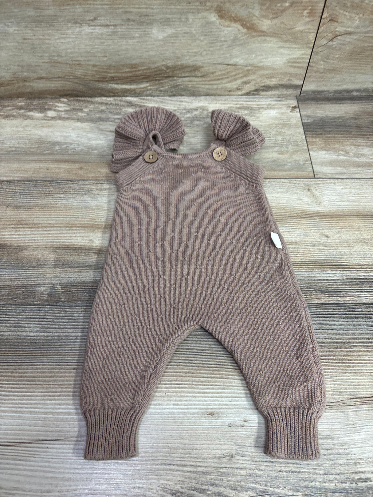 Rabbit + Bear Organic Knit Overalls Brown sz 0-3m