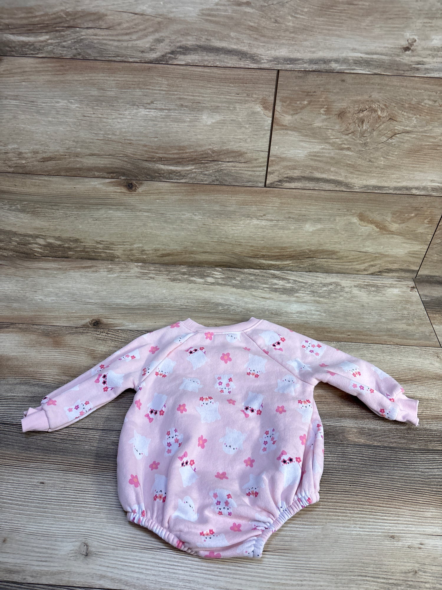 Old Navy Ghost Print Sweatshirt Bubble Romper Pink sz 6-12m