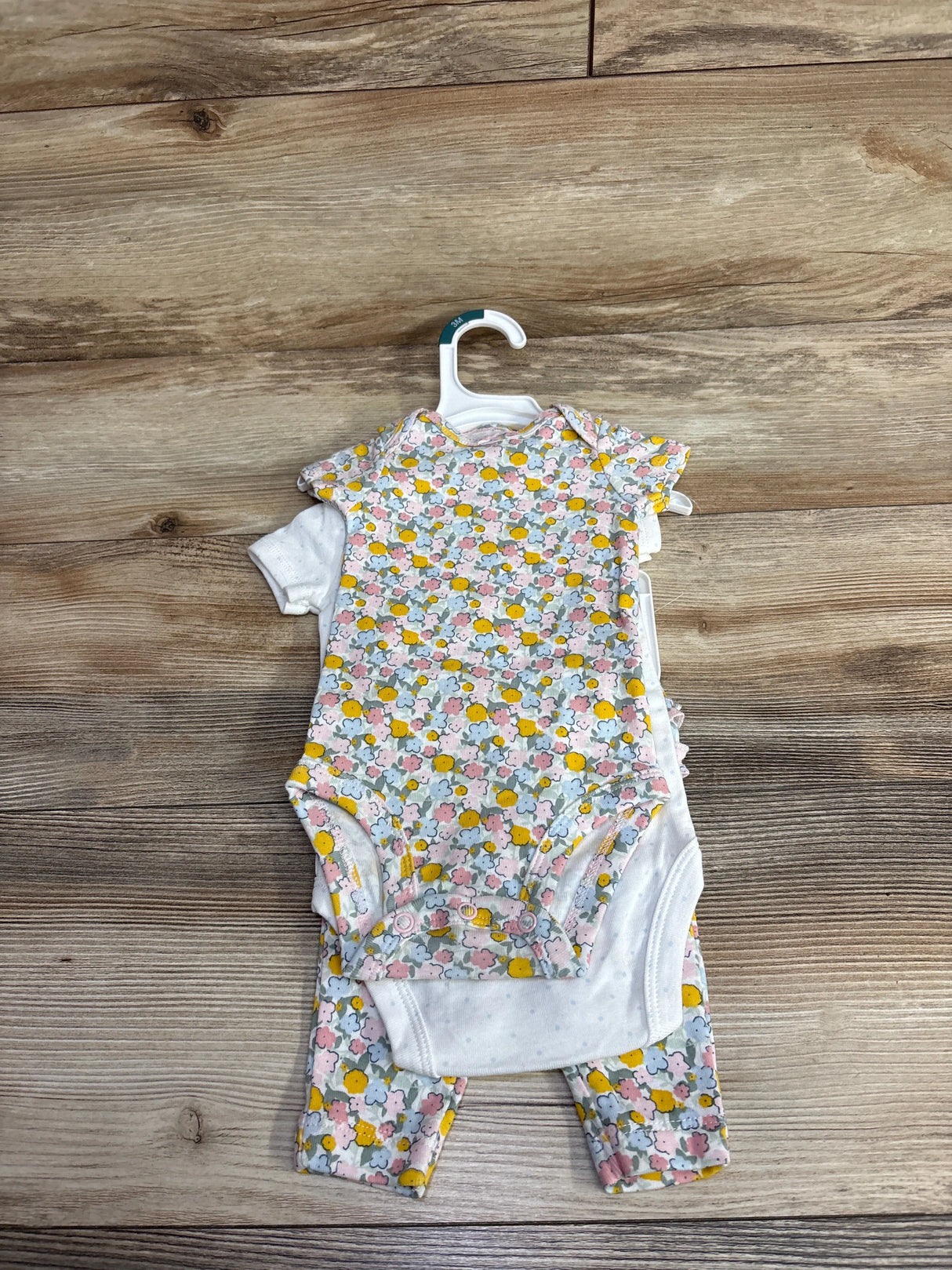 NEW Just One You 3pc Floral Bodysuit Set White sz 3m