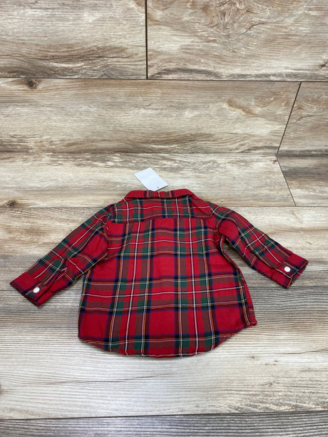 NEW H&M Plaid Button-Up Shirt Red sz 6m - Me n Mommy To Be
