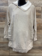 NEW Isabel Maternity Snap Sherpa Collar Sweatshirt Oatmeal sz XXL