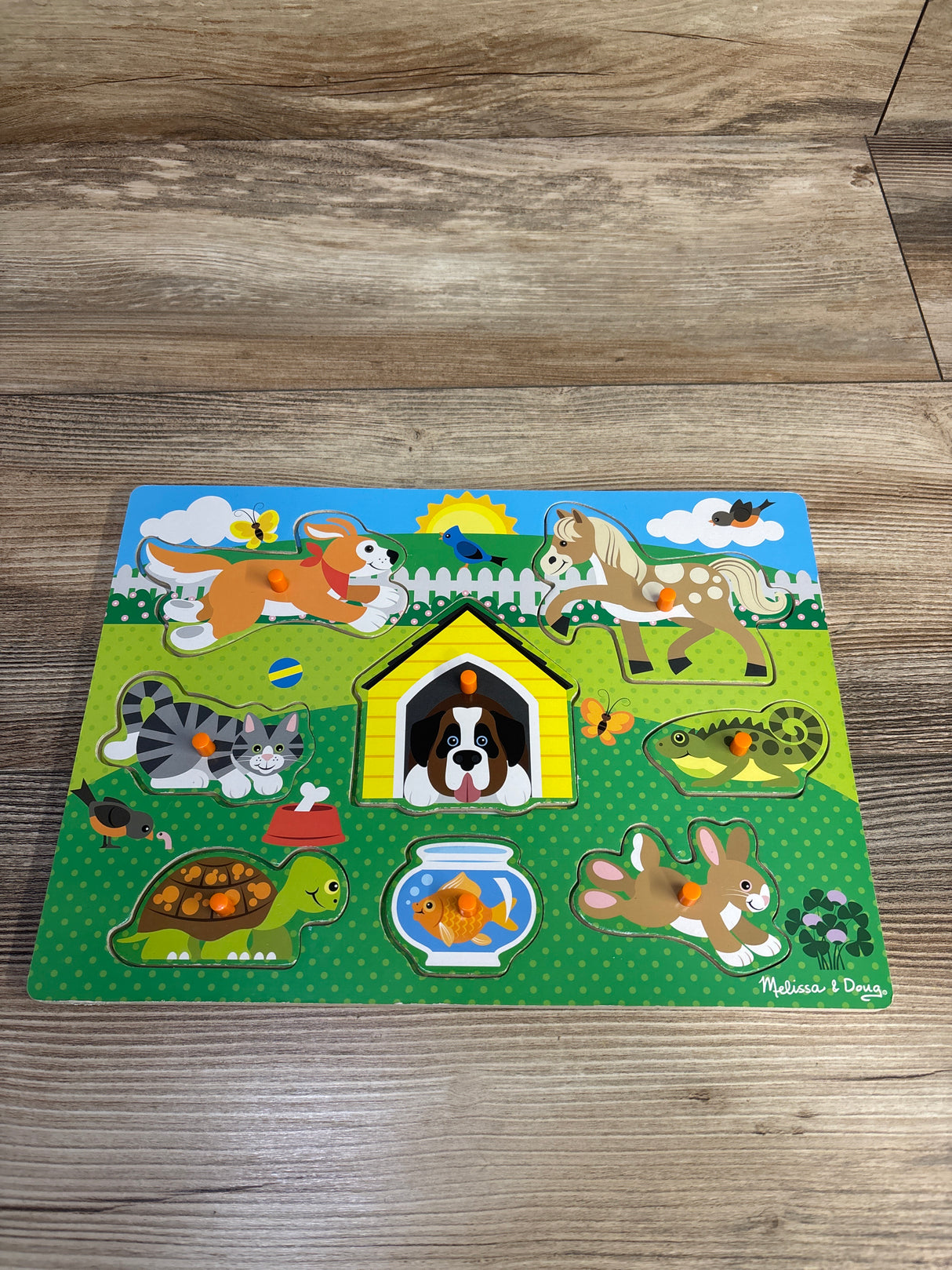 Melissa & Doug Wooden Peg Puzzle - Pets 8pc