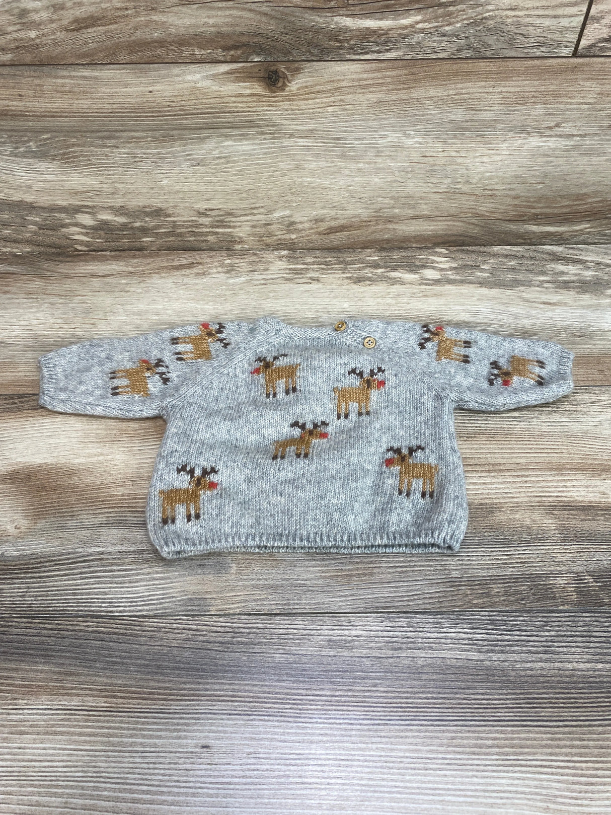 Zara Reindeer Knit Sweater Grey sz 0-1m