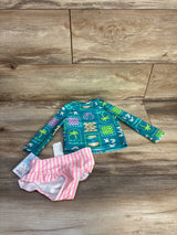 NEW Cat & Jack Rashguard Tankini Set Swimsuit Seafoam sz 12m