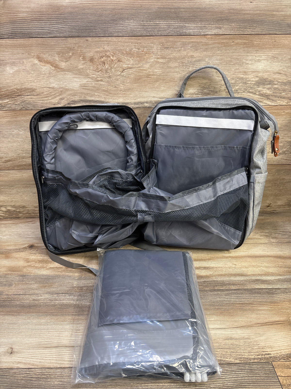 Good Mum Diaper Bag Backpack w/ Changing Station & Sunshade Grey
