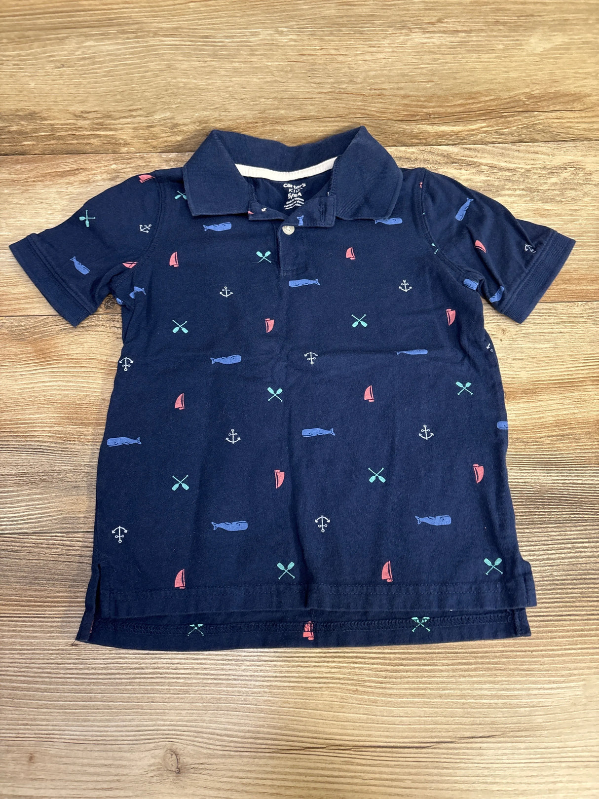 Carter's Whale Print Polo Navy sz 5T
